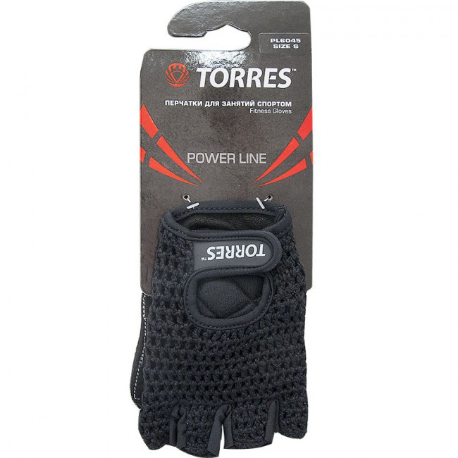 Перчатки для занятий спортом "TORRES" арт.PL6045M, р.M, хлопок, нат. замша, подбивка 6 мм, черные 