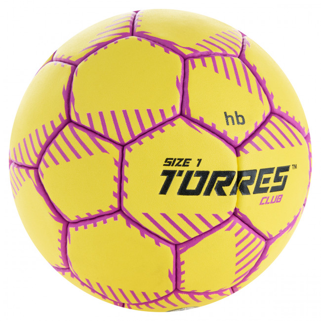 Мяч гандбольный TORRES Club, H32431, р.1, ПУ, 5 подкл. слоев, руч. сшивка, желтый 