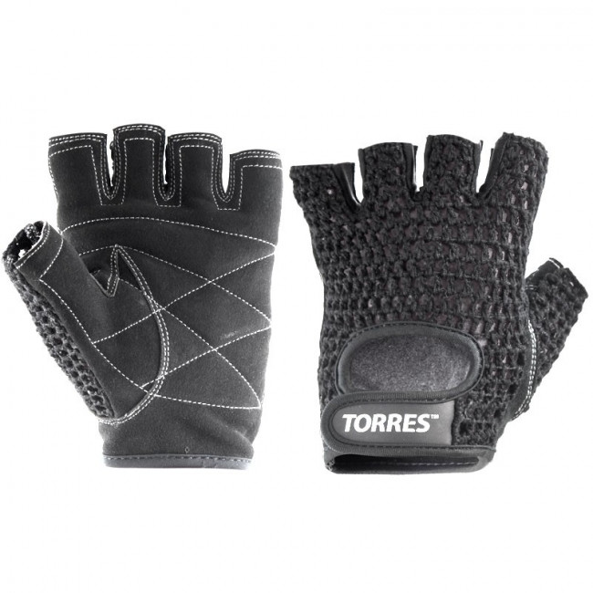 Перчатки для занятий спортом "TORRES" арт.PL6045XL, р.XL, хлопок, нат. замша, подбивка 6 мм,черн 