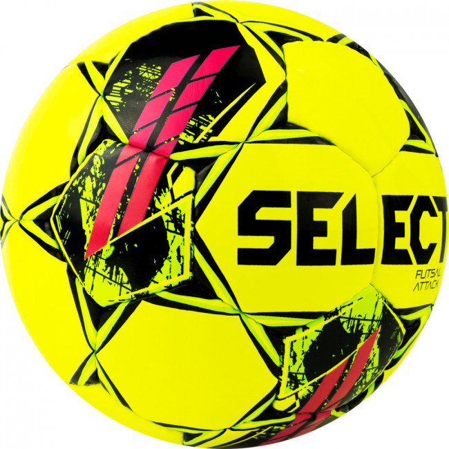 Мяч футзальный SELECT Futsal Attack V22, 1073460559, р.4, 32п, ПУ, руч.сш, желто-зелено-розовый 