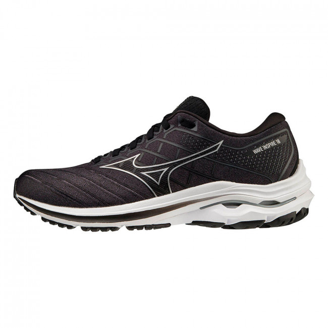 Кроссовки бег. MIZUNO Wave Inspire 18, J1GC224404,р.UK10 (рос.44),иск. кожа, текстиль,черный 