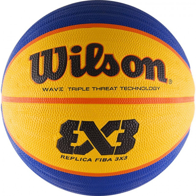 Мяч баскетбольный WILSON FIBA3x3 Replica, WTB1033XB, р.6, резина, бутил. камера, сине-желтый 