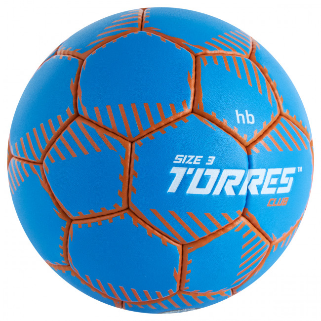 Мяч гандбольный TORRES Club, H32443, р.3, ПУ, 5 подкл. слоев, руч. сшивка, синий 