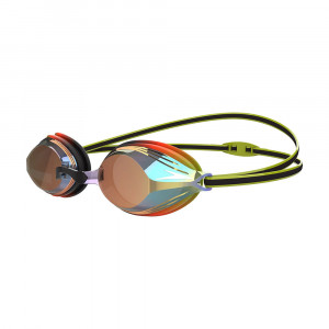 Очки для плавания детск.SPEEDO Vengeance Mirror Jr, 8-11325G798, ЗЕРКАЛЬНЫЕ линзы, черно-салат. оправа