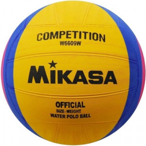 Мяч для водного поло "MIKASA W6609W" р.4, жен, резина, вес 400-450гр, дл. окр.65-67см, жел-син-роз