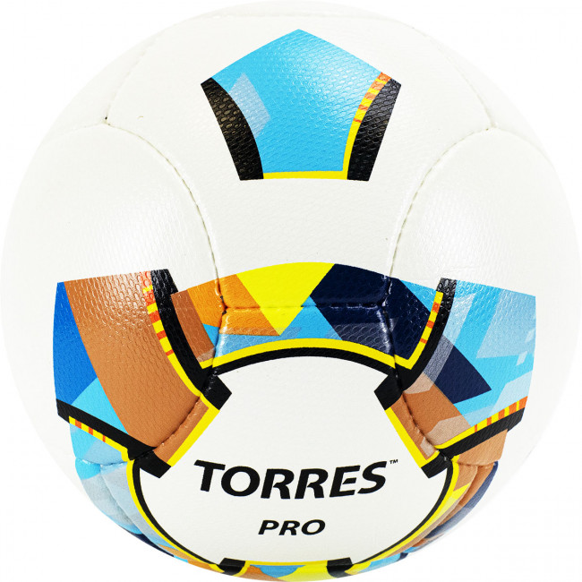 Мяч футбольный "TORRES Pro" арт.F320015, р.5, 14 панел. PU, 4 подкл. слоя, ручная сшивка, бело-золот-черн 