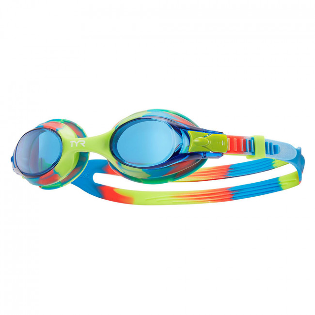 Очки для плавания дет. "TYR Swimple Tie Dye Jr", арт.LGSWTD-465, СИНИЕ линзы, мультиколор опр. 