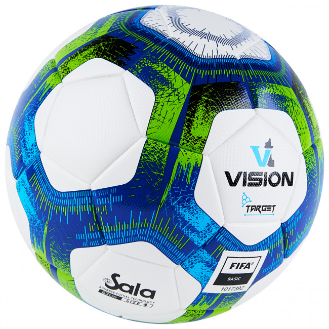 Мяч футзальный VISION Target, FS324094, FIFA Basic, р.4, 32 п. PU, 3 подкл.сл, термосшивка, бело-синий 