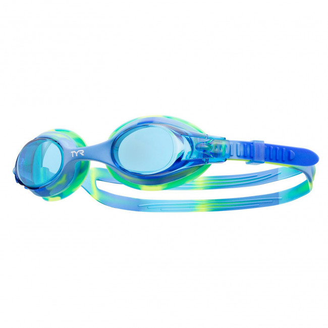 Очки для плавания дет. "TYR Swimple Tie Dye Jr", арт.LGSWTD-487, СИНИЕ линзы, мультиколор опр. 